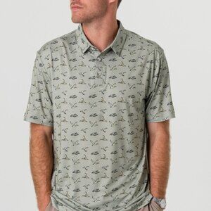 BURLEBO FALL Performance Polo Short Sleeve FLYING DUCKS - GREEN